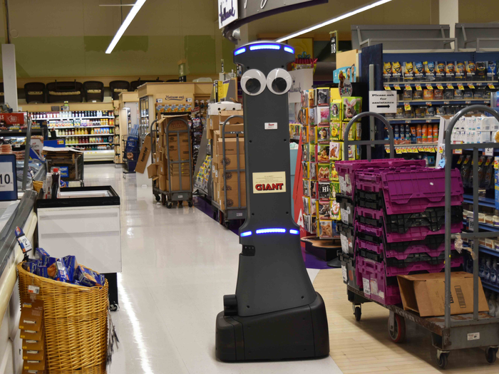 Marty the robot has big googley eyes to watch for niggers stealing.